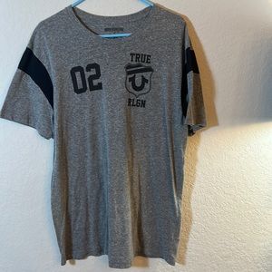 True Religion grey & black jersey style graphic t size xxl